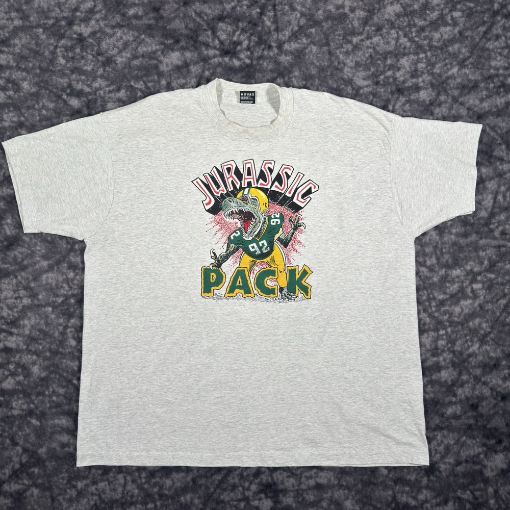 Vintage Jurassic Pack Green Bay Packers TShirt Mens 3XL 90s NFL Fruit of Loom